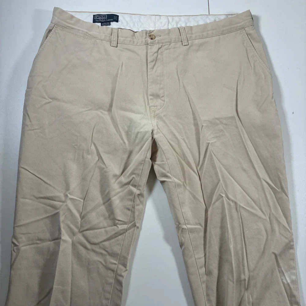 Vintage Polo Ralph Lauren Suffield Pant 42x32 Khaki Cotton Cuffed Chino 90s